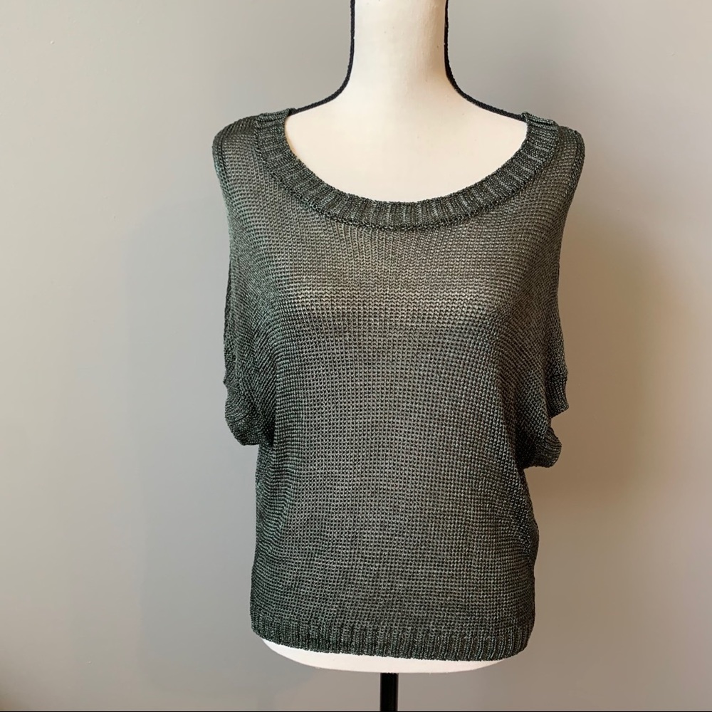 Vince dark green metallic sweater top size small